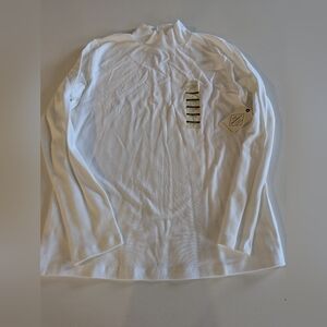 New St. Johns Bay White Mock Neck Large Shirt Top Long Sleeve Women's